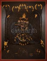 Jelzés nélkül: Mahakala. Festett selyem kép. Üvegezett keretben, 96×68 cm