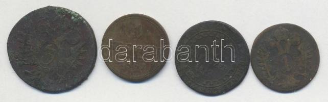 1800E 1kr Cu + 3kr Cu + 1812E 1kr Cu "I. Ferenc" + 1851E 1kr Cu T:2-,3 patina