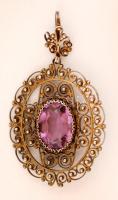 Aranyozott ezüst(Ag) filigrán medál, ametiszttel, jelzett, bruttó: 7,2 g