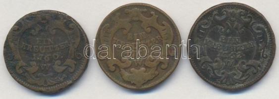 Ausztria 1760W 1kr Cu + 1761W 1kr Cu + 1762W 1kr Cu "Mária Terézia" T:2-,3
Austria 1760W ...