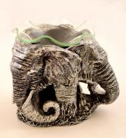 Elefántos párologtató, üveg tetővel, festett gipsz m:14 cm