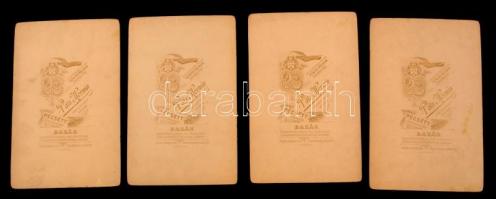 1891 Pécs, Ferenc József látogatása alkalmából feldíszített város képei. 4 db nagyméretű keményhátú ...