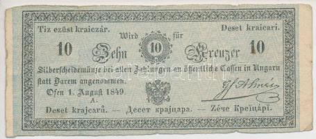 1849. 10kr "Almásy" T:III Adamo G101