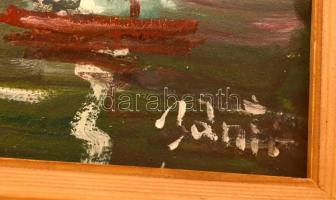 Bánfi jelzéssel: Balatoni vitorlások. Olaj, karton, fa keretben, 22x32 cm