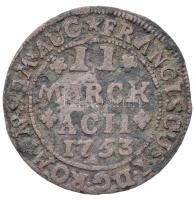 Német Államok / Aachen 1753. 2M Ag (1,42g) T:2- patina
German States / Aachen 1753. 2 Marck Ag (1,4...