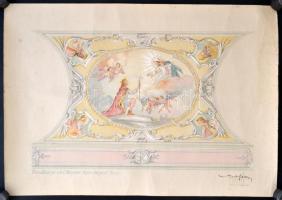 Berky János (1913-1982): A felújított homokbödögei római katolikus templom freskótervei, 3 db, vegye...