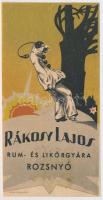 cca 1920 Rákos Lajos Rum és Likőrgyára, Posner, Litho számolócédula, 14x7cm