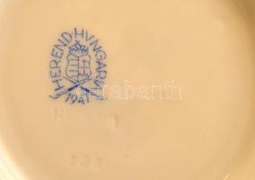 Herendi virág mintás mokkás csésze és alj, kézzel festett, jelzett, hibátlan