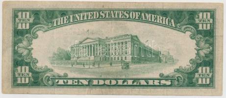 Amerikai Egyesült Államok 1934A 10$ "Federal Reserve Note" zöld pecséttel T:III
USA 1934A...