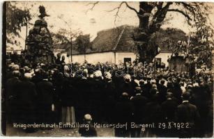 1922 Császárfalu, Kaisersdorf; Háborús hősi emlékmű leleplezése / Kriegerdenkmal-Enthüllung / war memorial unveiling, photo