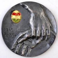 1985. "1945-1985 / MN (Magyar Néphadsereg) Központi Katonai Kórház" plakett, zománcozott címeres fém betéttel (109mm) T:2