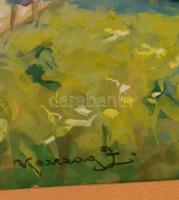 Karczag Zoltán (1881-1944): Hazafelé. Vegyes technika, papír, jelzett, üvegezett keretben, 34×49 cm