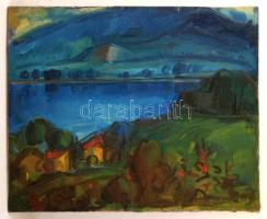 Nagybányai Nagy Zoltán (1904-1981): Házak a folyónál. Olaj, vászon, jelzett, 80×100 cm