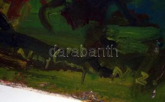 Nagybányai Nagy Zoltán (1904-1981): Házak a folyónál. Olaj, vászon, jelzett, 80×100 cm