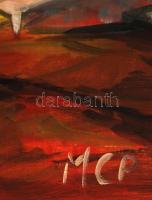 MCP jelzéssel: Mediterrán táj. Olaj, falemez, sérült, 48×57 cm