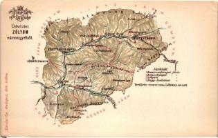 Zólyom vármegye térképe, kiadja Károlyi Gy. / Map of Zólyom County (EM)