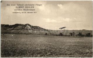 1913 Segesvár, Schässburg, Sighisoara;  Albert Ziegler az eslő erdélyi pilóta repülés közben, repülőgép, Jos. Drotleff / first Transylvanian pilot, airplane