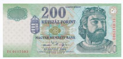 2006. 200Ft "FC" + 2007. 200Ft "FA,FB" (3x) T:I,I- egyiken kis szakadás