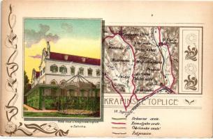 Krapinske Toplice, Restaurant, map, floral, litho (EK)