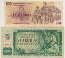 Csehszlovákia 1945-1989. 10K-500K (8x) közte 3db bankjegy szlovák bélyeggel + Csehország 1994. 20K (...