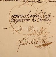 1620 II. Ferdinánd adománylevele igazságszolgáltatás tárgyában, papír, német nyelven, aláírásokkal