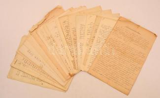 cca 1910-1938 Különféle vallási témájú kézzel írt feljegyzések, versek, összesen kb. 10 db