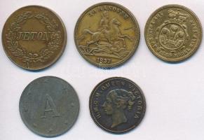 Nagy-Britannia  ~1867-1901. 5xklf zseton és emlékérme, közte 1867. "Hannoverbe 1837 / Őkirályi ...