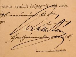 1892 Hajózási engedély, Budapest Fő-és Székesfőváros, viseltes szélekkel, 31x24cm