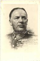 1943 Ujházy Károly ezredes, Boldogfai Farkas Sándor rajza képeslapon / Hungarian colonel portrait, printed material