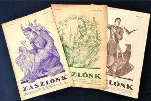 1930-1938 3 db. Zászlónk c. katolikus diáklap, Márton L. szignós címlapgrafikákkal, változó állapotban.