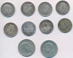 Nagy-Britannia 1883. 3p Ag "Viktória" + 1915-1920. 3p Ag "V. György" (7x) + 1926...
