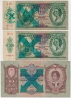 1932. 50P + 1936. 10P (2x) mindhárom hamis nyilaskeresztes felülnyomással (fake overprint) T:III