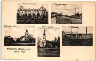 Tőketerebes, Trebisov; Andrássy kastély, cukorgyár, templomok, utca / castle sugar factory, churches, street (EB)