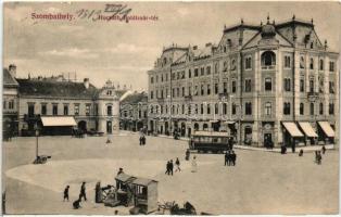 Szombathely, Horváth Boldizsár tér, Hungária Szálló, villamos (Rb)