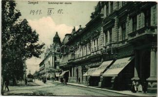 Szeged, Széchenyi tér, Lányi János cukrászat, villamos (vágott / cut)