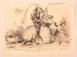 1839 Lord Farcington francia kőnyomatos rajz, humoros politikai grafika / 1839 French lithographic caricature 31x23 cm