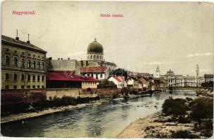 Nagyvárad, Oradea; Körös részlet, zsinagóga / river, synagogue (EB)