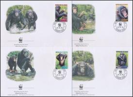 WWF Chimpanzee set 4 FDC, WWF: Csimpánz sor 4 db FDC-n
