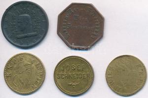 5db-os vegyes bárca és szükségpénzt tétel, közte "Rechen Pfenig I.M. / K.K.P.F. in Wien" r...