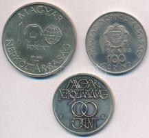 1980. 100Ft Ni "Szovjet-magyar közös űrrepülés" + 1985. 100Ft alpakka "Kulturális Fór...