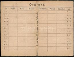 cca 1910 Leonhardi tentái szecessziós, reklámos órarend füzet. Kitöltetlen 8x11 cm