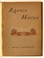 1925 Agence Havas, Services Dinformations, francia nyelvű bemutatkozó nyomtatvány a Havas hírügynökség szolgáltatásíriól, kis javítással, műbőr kötésben az eredeti borító megtartásával, 24x19cm