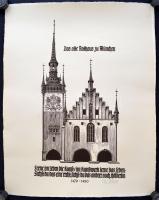 Olvashatatlan jelzéssel: Das alte Rathaus zu München. Fametszet, papír, 61x48 cm