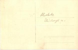 Miskolc, Széchenyi utca, villamos, Horváth Nagy szállodája, képeslapra ragasztott photo