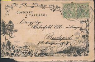 Tátra, Üdvözlet képeslapfüzet Szilágyi emlékkel és Újfüredi fürdőházzal / postcard booklet (b)