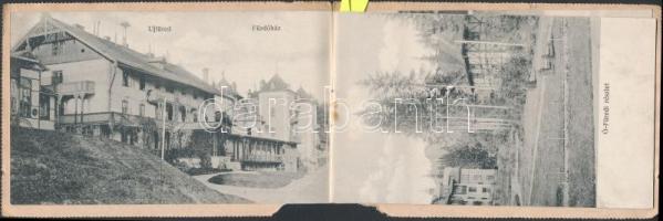 Tátra, Üdvözlet képeslapfüzet Szilágyi emlékkel és Újfüredi fürdőházzal / postcard booklet (b)