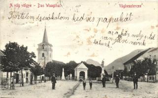 Vágbeszterce, Povazska Bystrica; Fő tér, szobor, templom, kiadja Waldapfel Gyula / main square, church, statue