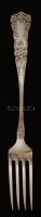Ezüst, árvácska-mintás villa, Ag., nettó:47,4gr., jelzett, 18cm / Silver fork, Ag, net.. 47,4gr, mar...