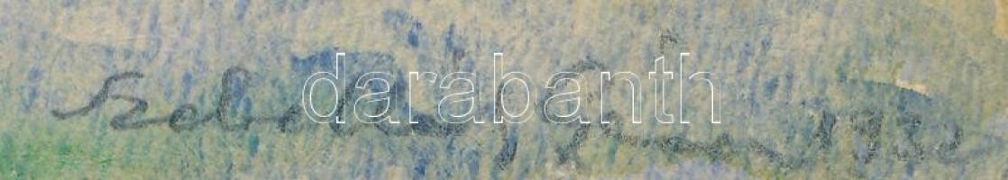 Szebellédi Géza (?-?): Csónakosok a város határnál. Akvarell, papír, jelzett, 19×29 cm