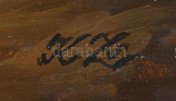 K.Zs jelzéssel: Falusi utca részlet. Olaj, falemez, festék, kis sérüléssel, 13×18 cm